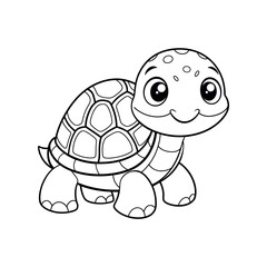cute turtle vector art for coloring page