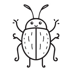 Cute Cartoon Beetle with Happy Expression