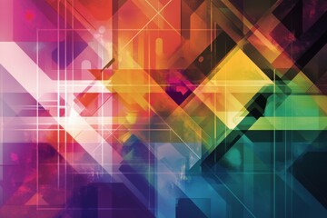 Obraz premium An abstract conceptual background with interconnected lines and geometric shapes in bright colors, symbolizing connectivity and innovation, with a futuristic feel