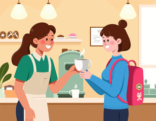 Fototapeta premium Barista Serving Coffee to Customer 