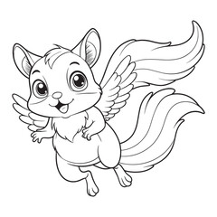 Flying squirrel coloring page for kids