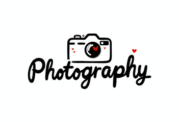 Camera Logo With Hearts and Photography Text 
