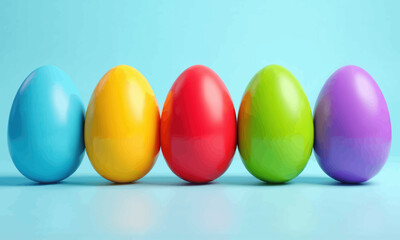 Obraz premium Colorful Easter Eggs in a Row 