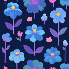 Colorful Floral Pattern on Dark Background
