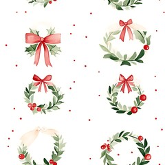 Festive Christmas Wreath Seamless Design Craft Pattern