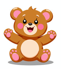 Obraz premium Happy Cartoon Bear with Pink Paws 