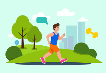 Man Jogging in Park with Dumbbell Icon 
