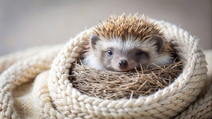 Baby Hedgehog Sleeping Cozy Nest