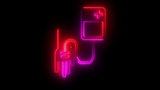 Blood bank vector icon animation. A blood donor is donating blood. Medically taking saline