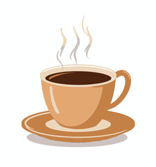 Obraz premium Steaming Cup of Coffee on Saucer