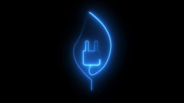 Blue energy icon. Charging cable icon animation . Digital technology cable energy.