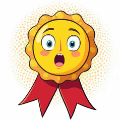 Obraz premium Surprised Gold Medal Cartoon Character 