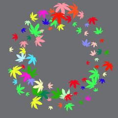 scattered green leaves isolated on white background. universal floral layout frame. autumn leaves are falling flying white background isolated