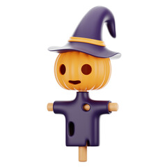 3d rendering halloween icon concept. 3d render scarecrow