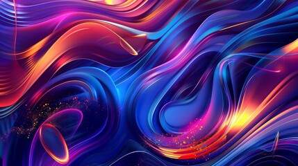 Obraz premium A stunning abstract digital artwork featuring dynamic flowing lines and vibrant neon colors, creating a futuristic and energetic visual experience.