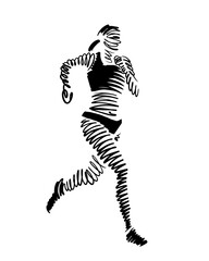 Runner runs and wins, vector abstract illustration 