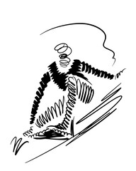 Woman surfer catches a wave, vector abstract illustration 