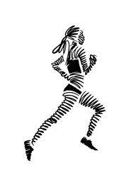 Runner runs and wins, vector abstract illustration 