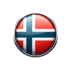 Obraz premium Norway flag button design with metallic rim feature