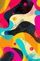 Obraz premium A colorful abstract painting with a lot of dots and swirls