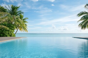Fototapeta premium Tranquil Luxury Resort Pool in the Maldives Offering a Sense of Rejuvenation and Escape