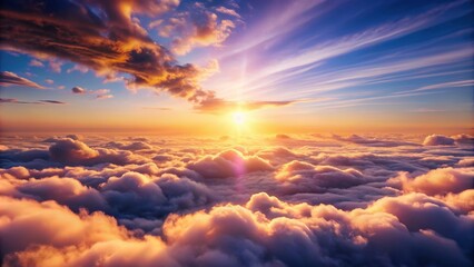Fototapeta premium Romantic sky with sea of clouds, perfect for background or wallpaper, romantic, sky, clouds, beautiful, scenic, landscape