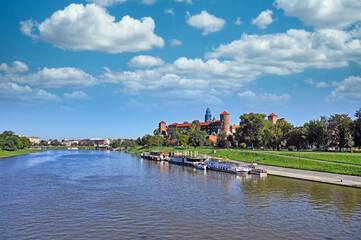 Wawel castle in Krakow Poland.Landscape on coast river Wisla