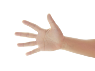Hand holding something , finger movement isolated on transparent background.