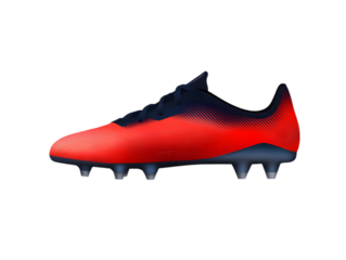 A high-quality image of a soccer cleat with detailed studs on a transparent background.
