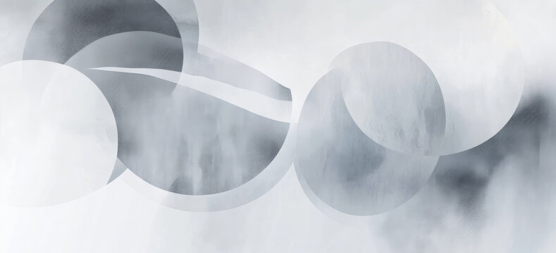 Pastellgraues Aquarell-Design mit dezenten geometrischen Formen als Hintergrund im Bannerformat, mit Textfreiraum