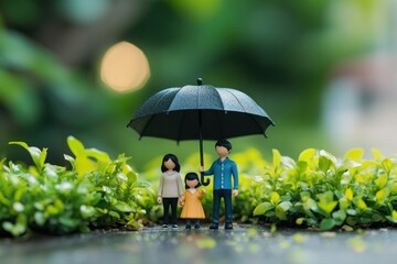 Warm Family Scene Under Miniature Umbrella