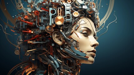 Fototapeta premium Knowledge and ideas in the human head - Illustration. 