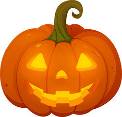 Halloween pumpkin happy. Cartoon pumpkin with smile faces. Vector illustration. Cartoon style. 