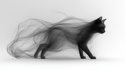 Fototapeta premium Playful Abstract Cat Form in Motion
