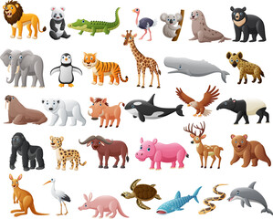 Obraz premium Cartoon big set of animals