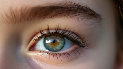 a close-up of a woman's eye with a cinematic look.
