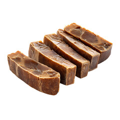Slices of natural african black soap isolated on transparent background