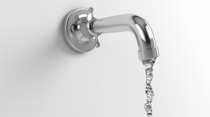Realistic vector illustration of water flowing from a faucet on a clean white background