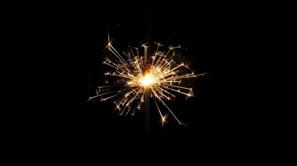 Fototapeta premium A single sparkler burning brightly against a black background.