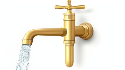 Vector illustration of a realistic water flowing from a faucet on a clean white background