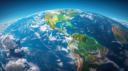 Fototapeta premium A stunning satellite view of the Earth, showing the Americas and surrounding oceans.