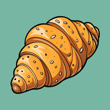 golden croissant on teal background clip art preview