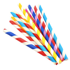 Colorful Striped Drinking Straws in a Creative Arrangement