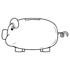 piggy bank illustration hand drawn outline vector