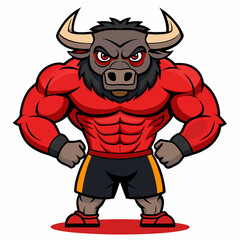 Powerful Bull Mascot Design Vector: Athletic Body & Muscular Features' Dynamic Muscle Bull Mascot Vector Illustration for Athletic Branding