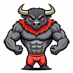Powerful Bull Mascot Design Vector: Athletic Body & Muscular Features' Dynamic Muscle Bull Mascot Vector Illustration for Athletic Branding