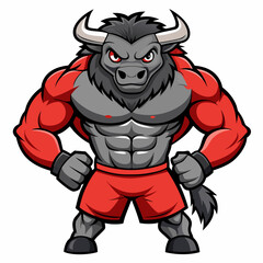 Powerful Bull Mascot Design Vector: Athletic Body & Muscular Features' Dynamic Muscle Bull Mascot Vector Illustration for Athletic Branding