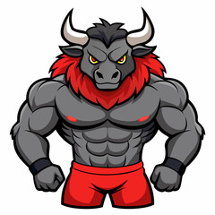 Powerful Bull Mascot Design Vector: Athletic Body & Muscular Features' Dynamic Muscle Bull Mascot Vector Illustration for Athletic Branding
