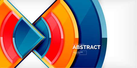 Abstract background - circles and round triangles with 3d effect. Vector Illustration For Wallpaper, Banner, Background, Card, Book Illustration, landing page