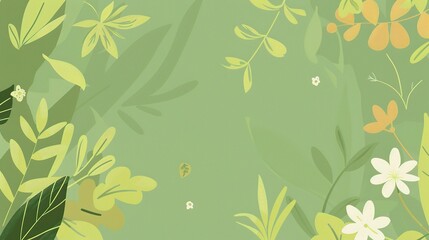 Flat Composition with Green Background - a fresh and modern visual. The flat composition on the green backdrop offers a stylish and inviting look